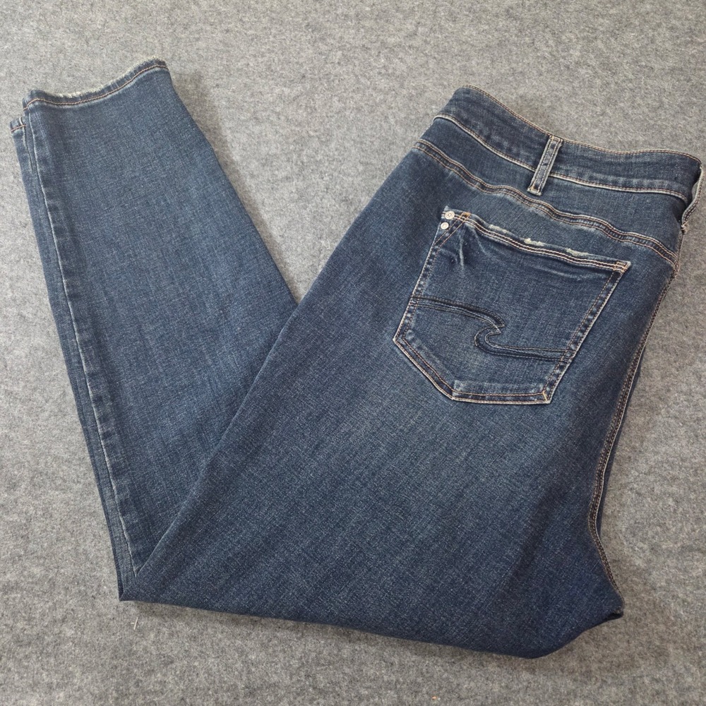 Silver Jeans Co Elyse Skinny Jeans Womens 18  Dark Wash Mid Rise Stretch Denim